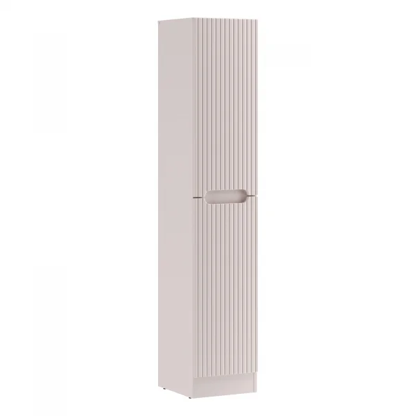 Colonna bagno lavanderia 35x180h cm con portabiancheria cannettato beige Cleany