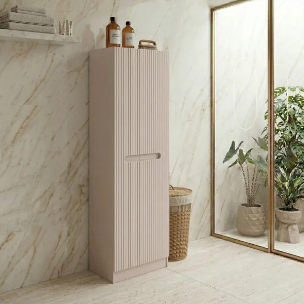 Colonna bagno lavanderia 60x180h cm multiuso cannettato beige Cleany
