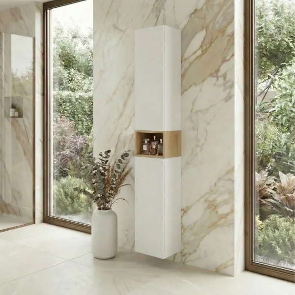Colonna bagno sospesa 30x180h cm 2 ante bianco rovere Speranza