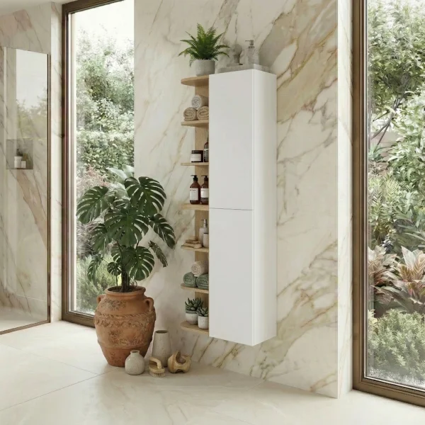 Colonna bagno sospesa 45x160h cm 2 ante bianco rovere Speranza