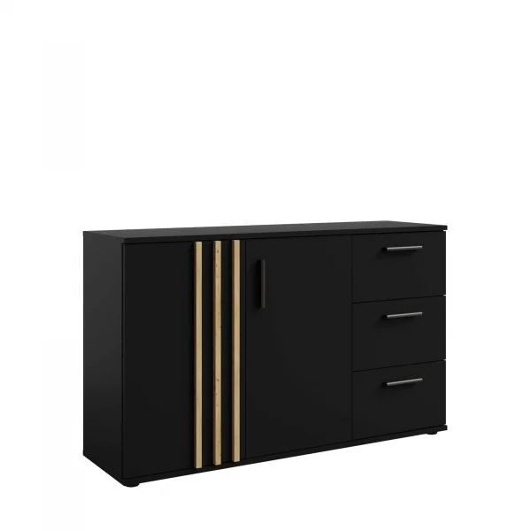 Comò 120x73h cm 2 ante 3 cassetti cannettato nero rovere Cinnamon