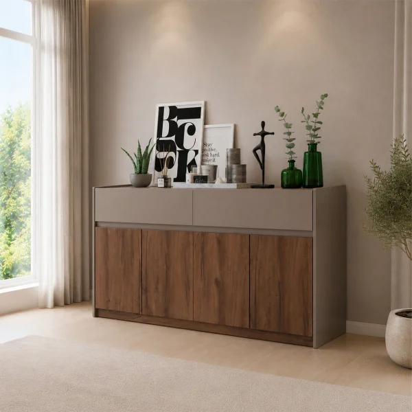 Comò 160x88h cm 4 ante 2 cassetti noce marrone Dusk