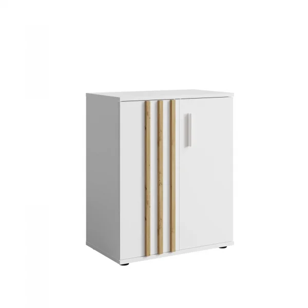 Comò 60x73h cm 2 ante cannettato bianco rovere Cinnamon