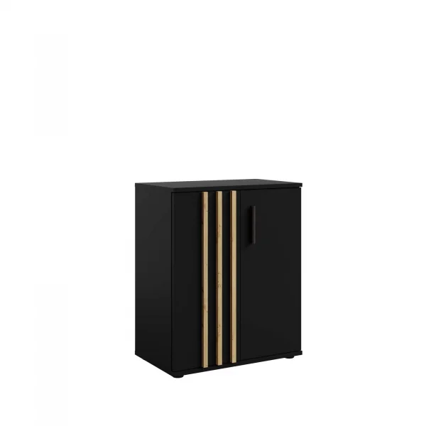 Comò 60x73h cm 2 ante cannettato nero rovere Cinnamon