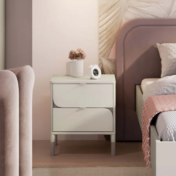 Comodino 46x52h cm 2 cassetti beige cashmere Rita