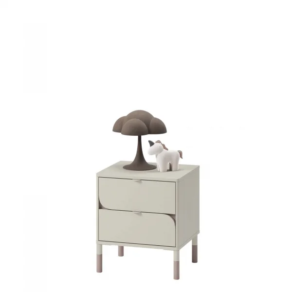 Comodino 46x52h cm 2 cassetti beige cashmere Rita