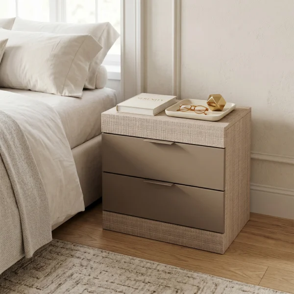 Comodino 50x51h cm 2 cassetti rovere scuro marrone Becket