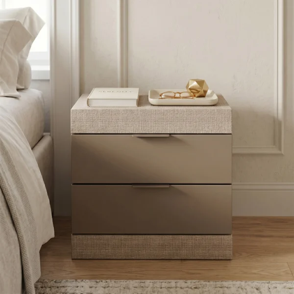 Comodino 50x51h cm 2 cassetti rovere scuro marrone Becket