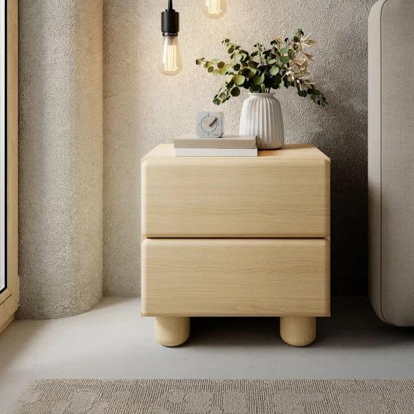 Comodino 50x52h cm 2 cassetti camera da letto rovere chiaro Mellow