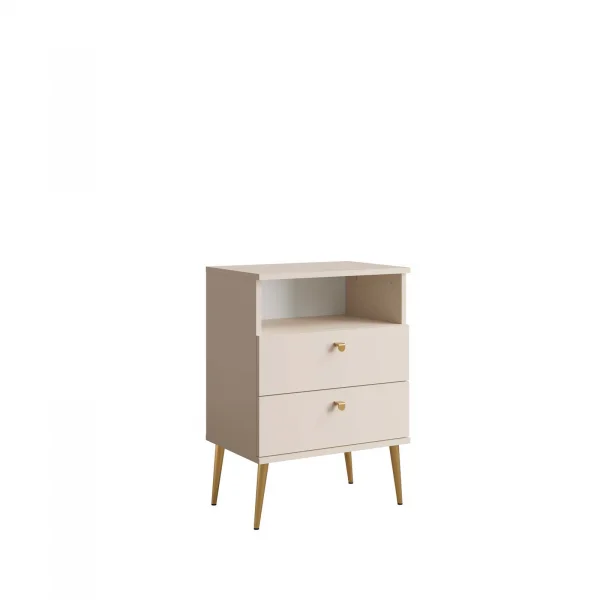 Comodino 50x70h cm 2 cassetti 1 vano a vista beige cashmere Florinda