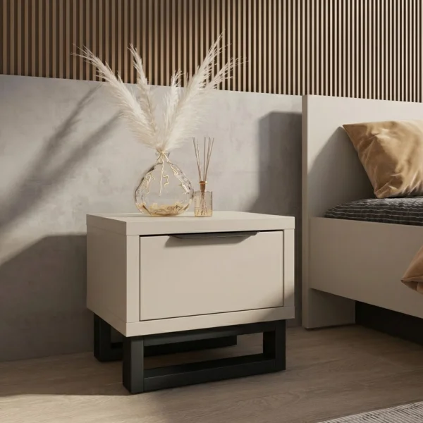Comodino 55x49h cm 1 cassetto beige cashmere Petra
