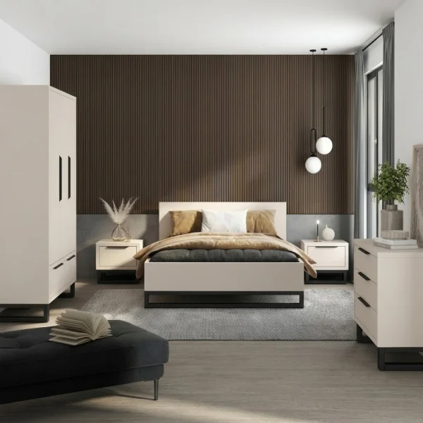 Comodino 55x49h cm 1 cassetto beige cashmere Petra