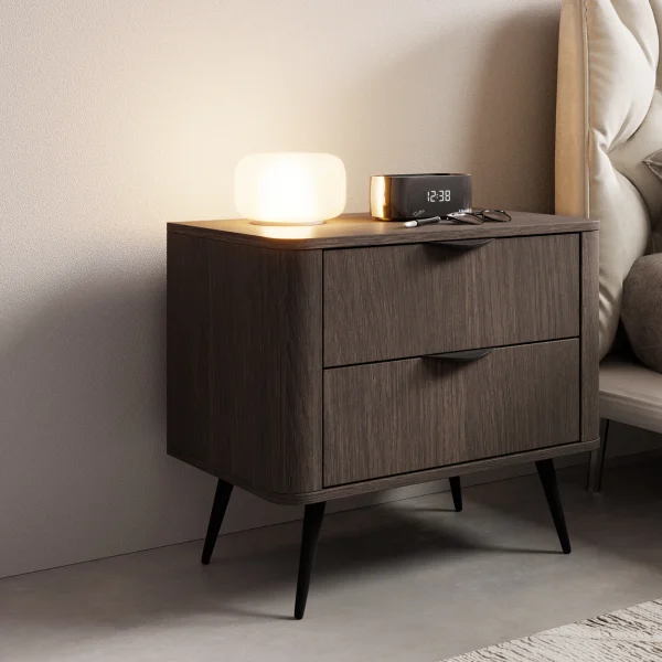 Comodino 63x55h cm 2 cassetti camera da letto wengè nero Vesper