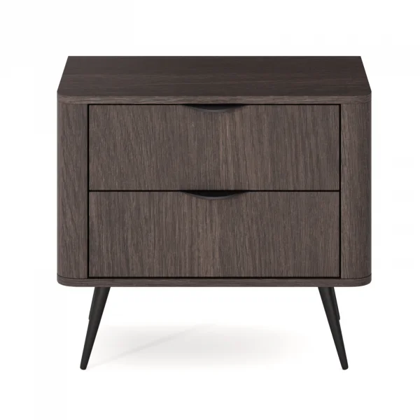 Comodino 63x55h cm 2 cassetti camera da letto wengè nero Vesper
