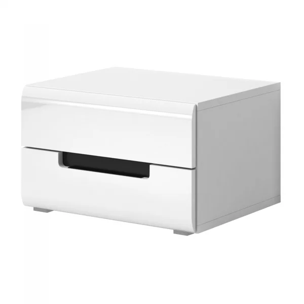 Comodino moderno 52x35h cm 2 cassetti bianco lucido Dubai Gihome®
