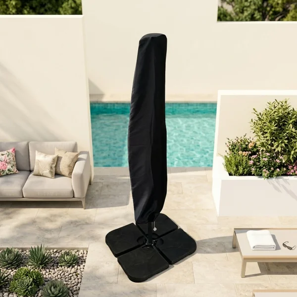 Copertura protettiva in poliestere impermeabile nero per ombrellone da giardino Zanzibar
