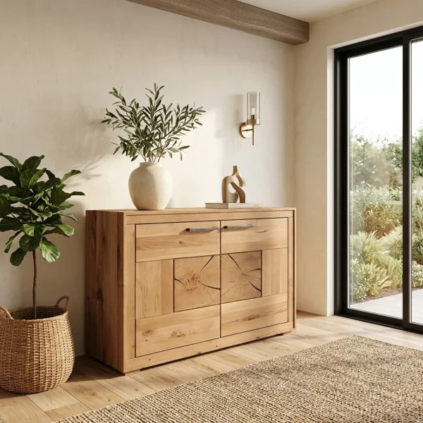 Credenza 110x85h cm 2 ante legno massello rovere Ebania