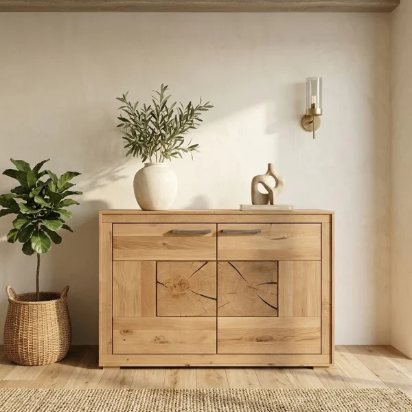 Credenza 110x85h cm 2 ante legno massello rovere Ebania