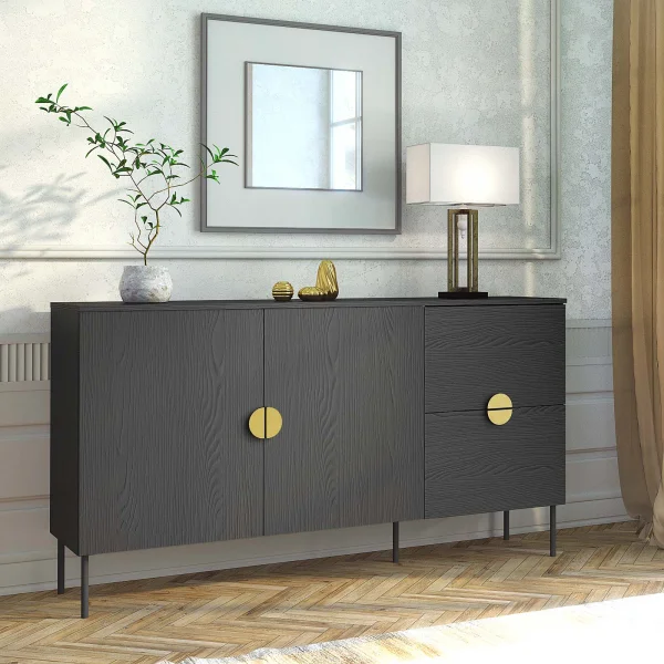 Credenza 160x87h cm 2 ante e 2 cassetti nero frassinato Innsbruck