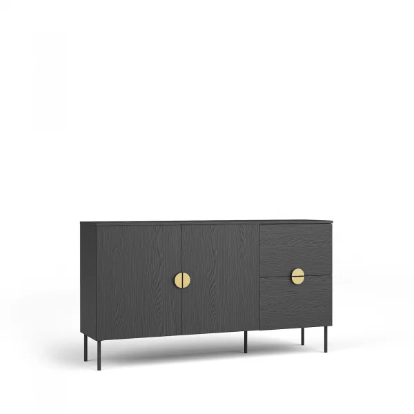 Credenza 160x87h cm 2 ante e 2 cassetti nero frassinato Innsbruck