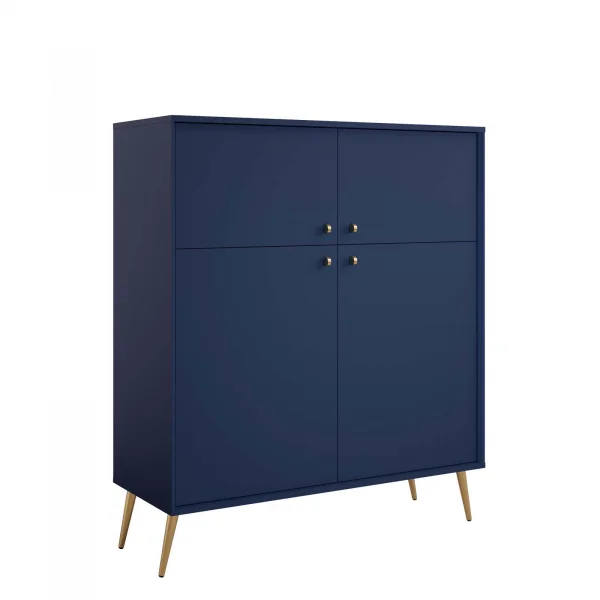 Credenza alta 105x122h cm 4 ante moderna blu navy Carly
