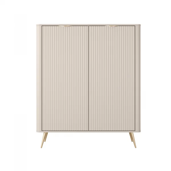 Credenza alta 113x134h cm 2 ante soggiorno beige cannettato Ramis
