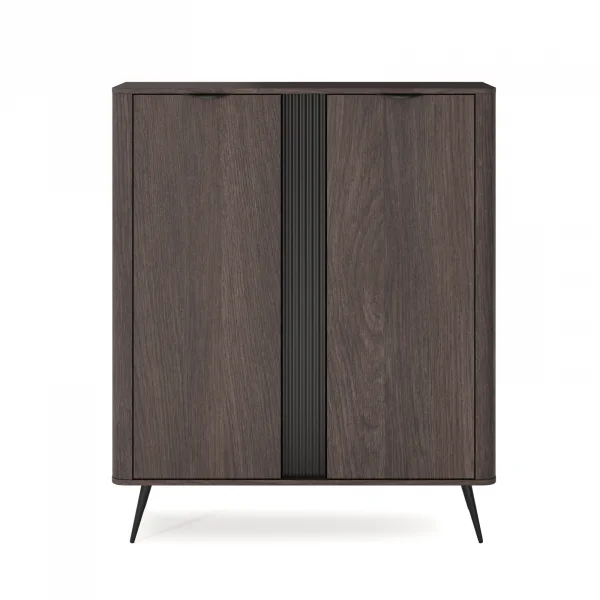 Credenza alta 113x134h cm 2 ante soggiorno wengè nero Vesper