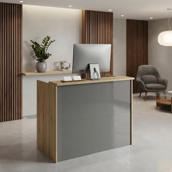 Desk reception 138x83 cm rovere antracite lucido Time K