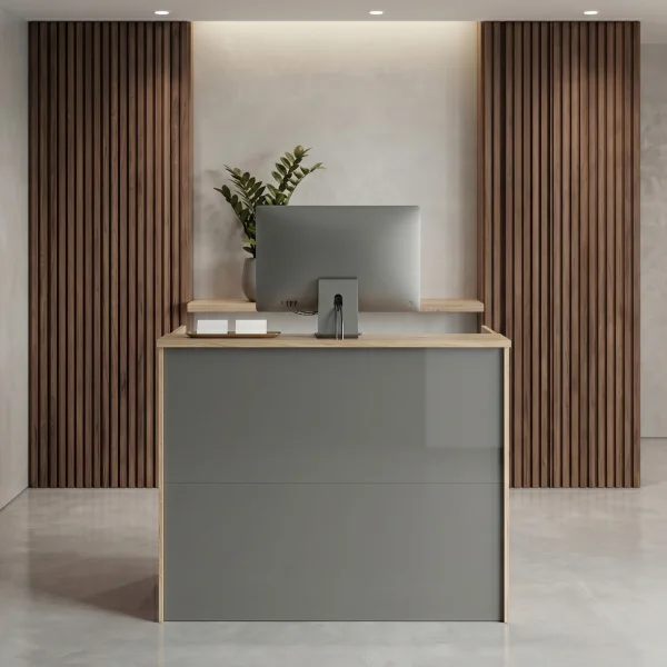 Desk reception 138x83 cm rovere antracite lucido Time K