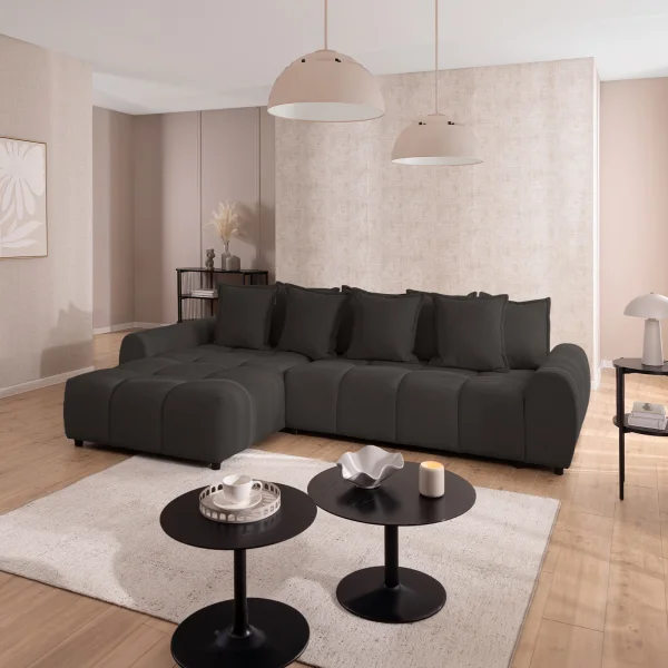 Divano angolare reversibile 306x180cm tessuto antracite Flexy