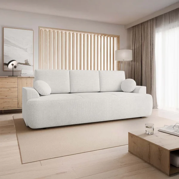 Divano letto 3 posti 248x110cm con contenitore bianco Novera
