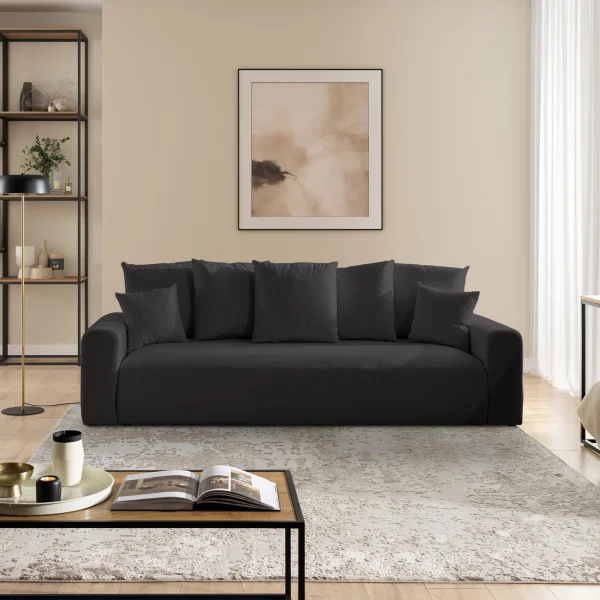 Divano letto lineare 239x98cm contenitore tessuto vellutato antracite Night