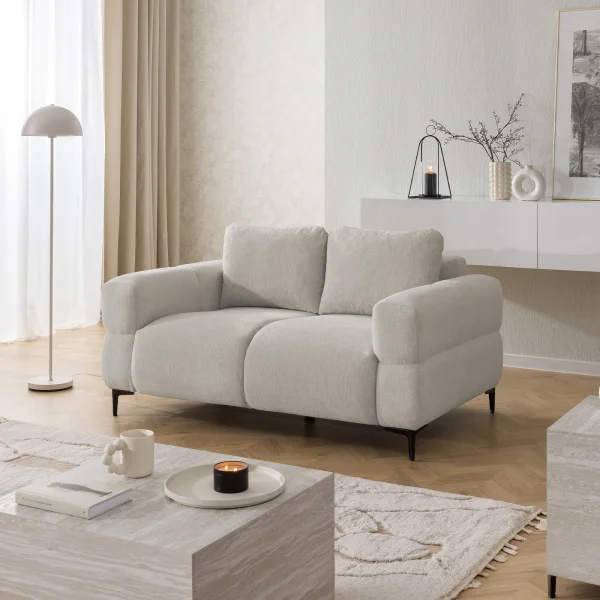 Divano lineare 154x97cm 2 posti tessuto beige Panorama