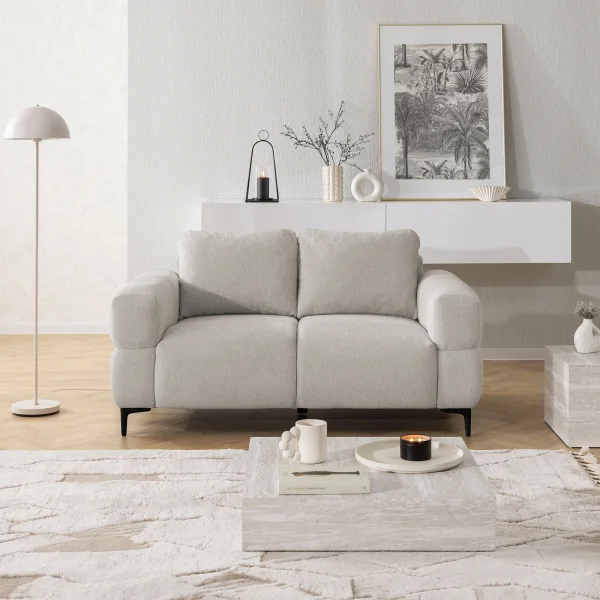 Divano lineare 154x97cm 2 posti tessuto beige Panorama