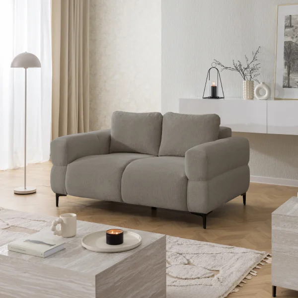 Divano lineare 154x97cm 2 posti tessuto grigio chiaro Panorama