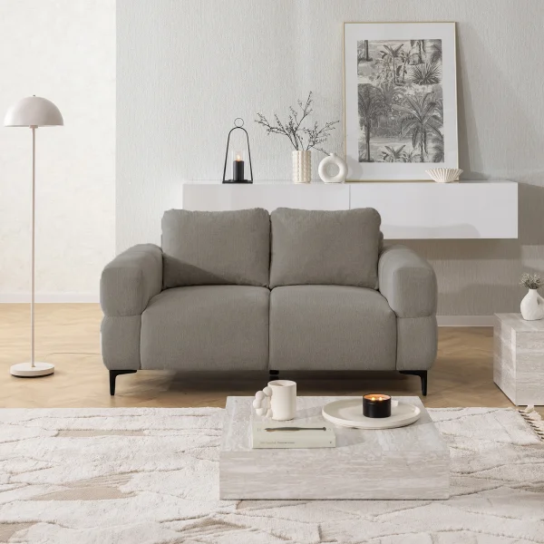 Divano lineare 154x97cm 2 posti tessuto grigio chiaro Panorama