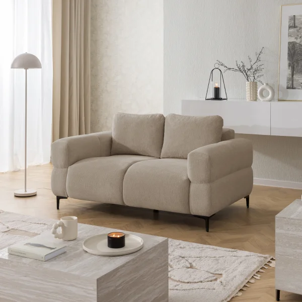 Divano lineare 154x97cm 2 posti tessuto tortora Panorama