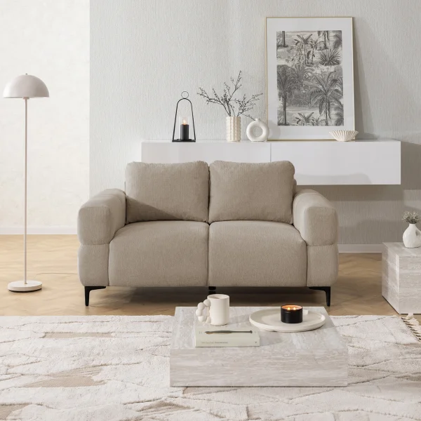 Divano lineare 154x97cm 2 posti tessuto tortora Panorama