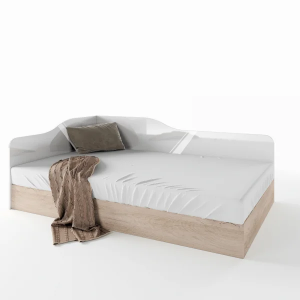 Letto 120x190cm una piazza e mezza contenitore rovere bianco lucido Alex Gihome®