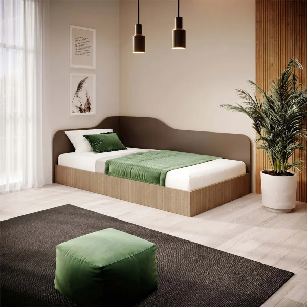 Letto 120x190cm una piazza e mezza contenitore rovere scuro marrone Alex Gihome®