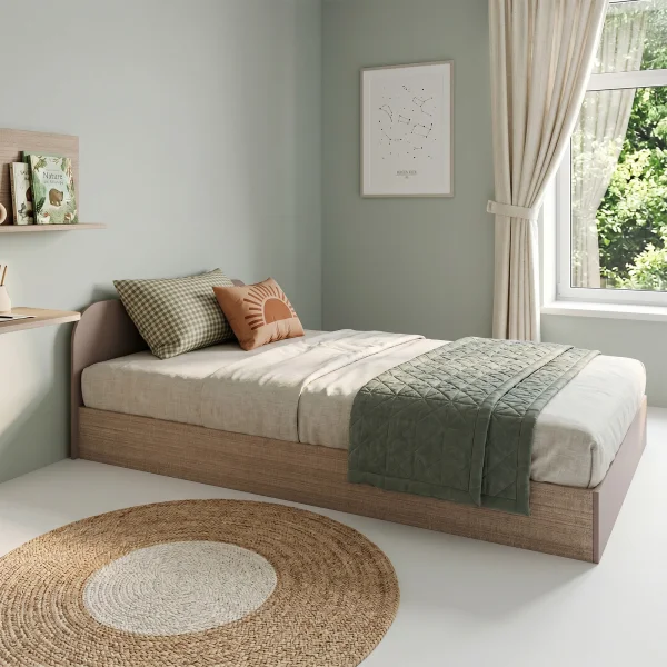 Letto 120x190cm una piazza e mezza contenitore rovere scuro marrone Carducci