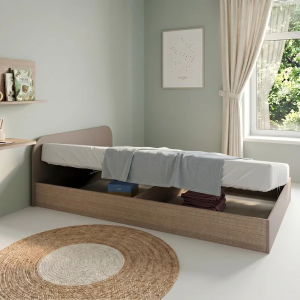 Letto 120x190cm una piazza e mezza contenitore rovere scuro marrone Carducci