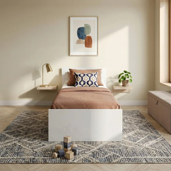 Letto 90x200cm singolo moderno rovere bianco lucido Marco Gihome®