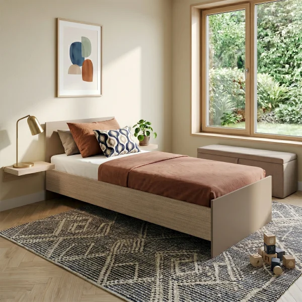 Letto 90x200cm singolo moderno rovere scuro marrone Marco Gihome®