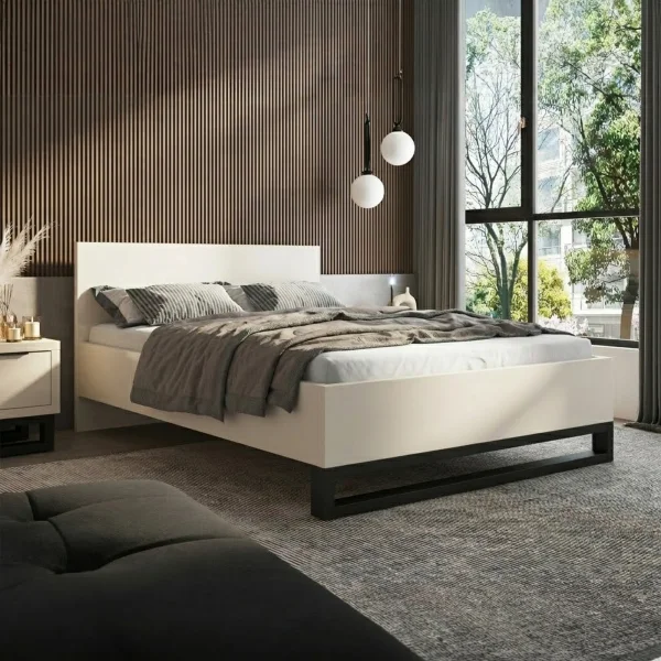Letto alla francese 140x200cm beige cashmere Petra