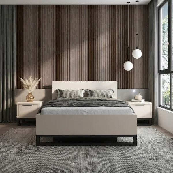 Letto contenitore alla francese 140x200cm beige cashmere Petra