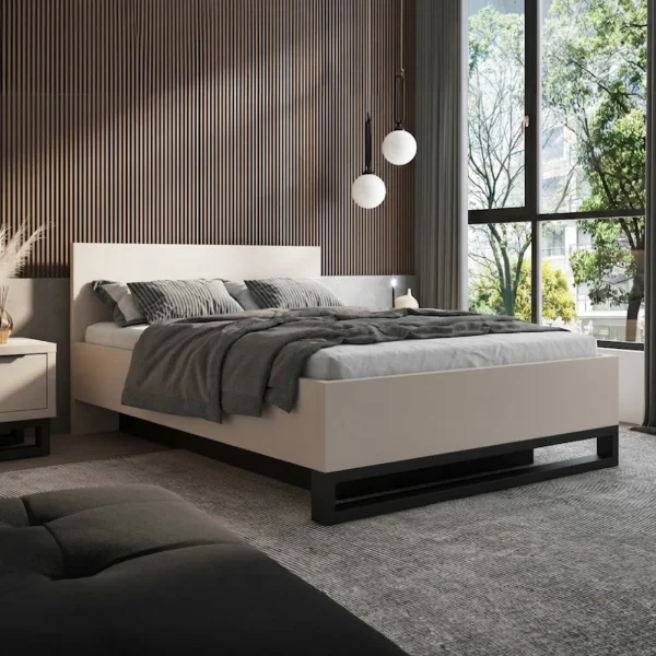Letto contenitore matrimoniale oversize 180x200cm beige cashmere Petra
