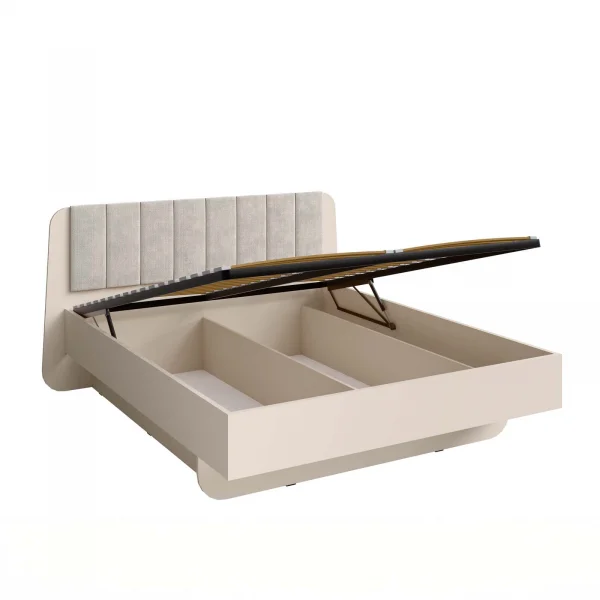 Letto matrimoniale 160x200 cm con box contenitore e rete a doghe beige cashmere Budapest