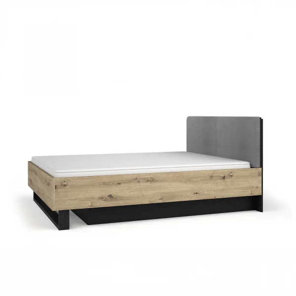 Letto matrimoniale 160x200 cm con box contenitore e rete a doghe rovere nero frassinato Polinesia