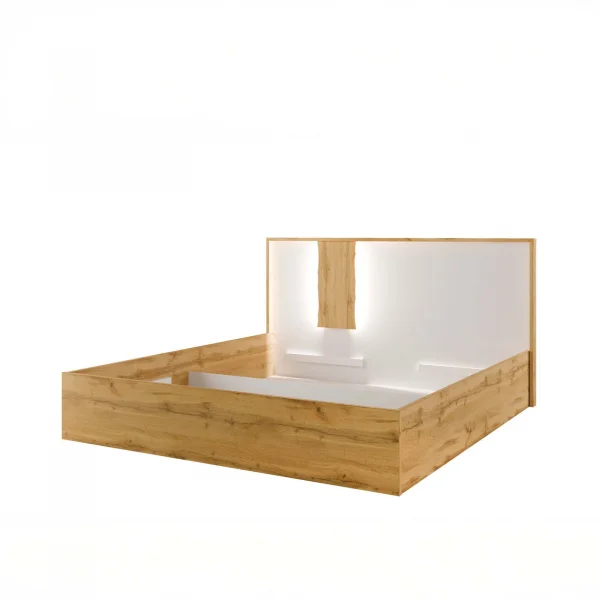 Letto matrimoniale 160x200 cm con led incluso quercia bianco lucido Larry